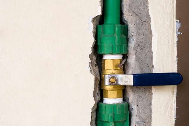 Image of ball valve on pipe fixture