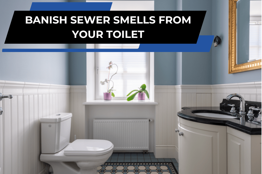 Clean white bathroom with light blue walls.