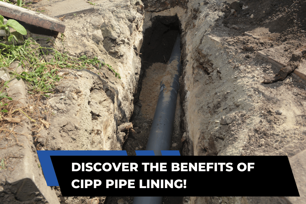 Picture showing the process of pipe lining and trenchless pipe repair in progress.