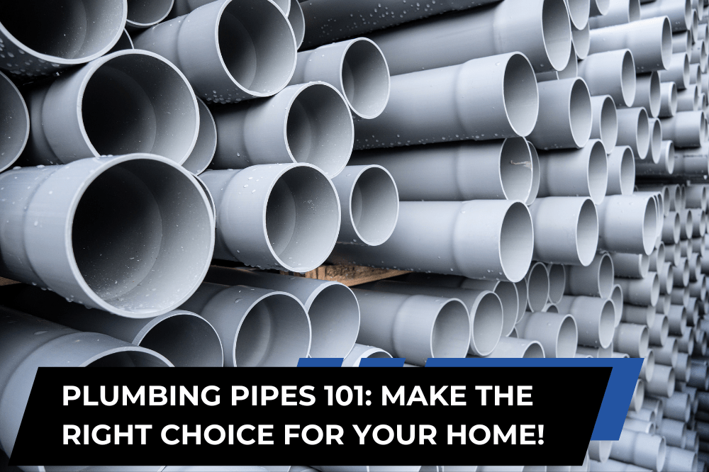 Stacked grey PVC pipes, illustrating different types of pipes for plumbing in residential and commercial use.