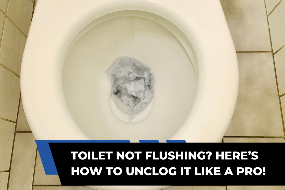 A clogged toilet bowl with non-flushable items, including toilet paper rolls and detergent pods, illustrating a common household plumbing issue.