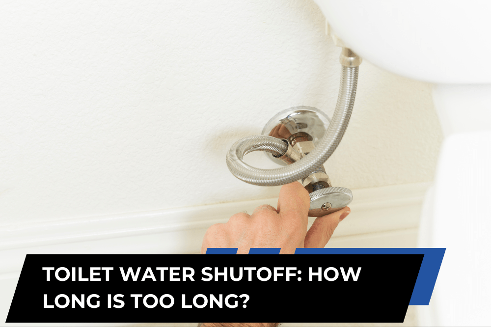 A homeowner turning off the water supply valve to a toilet, illustrating the concept of how long a toilet can go without water.